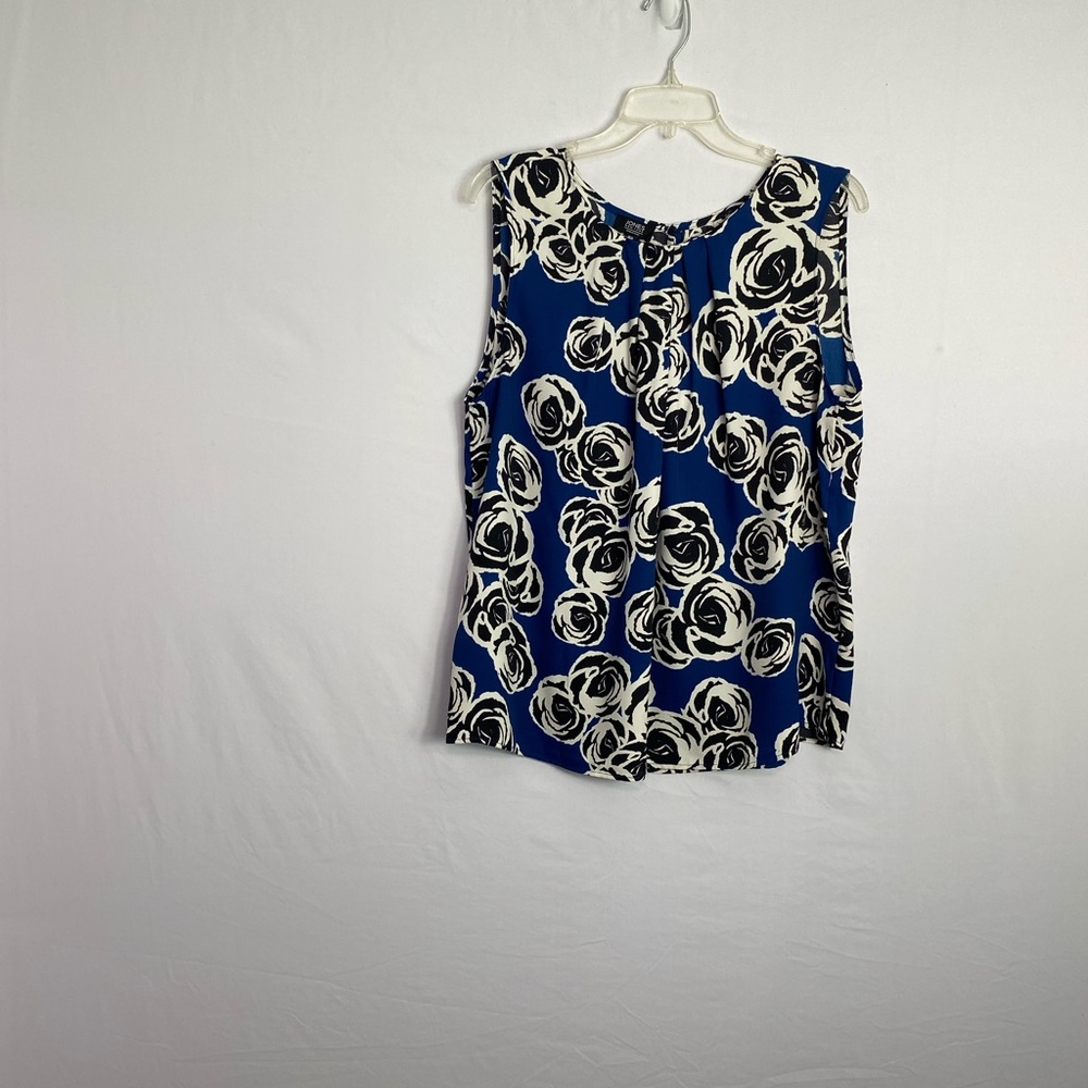 Jones New York Blue and Gold Floral Tank Top